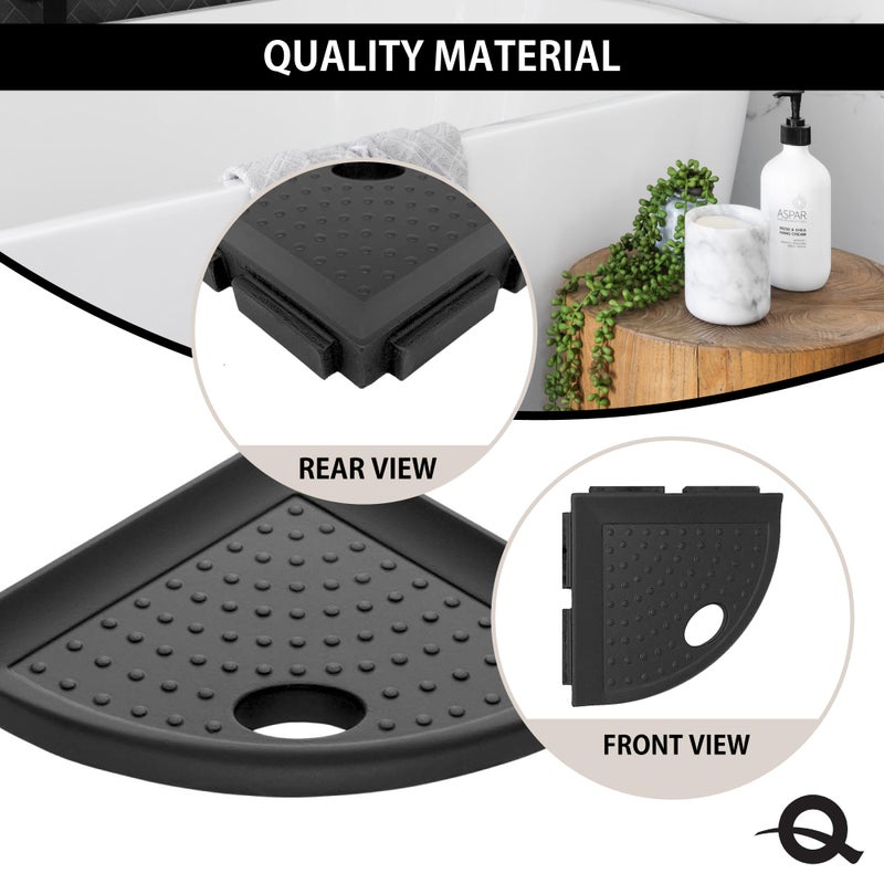 Questech 5" Corner Shower Footrest, Lugged for New Construction, Shaving Shelf for Inside Shower, Bathroom Storage Corner Caddy, Metro Lugged, Graphite Black - Image 2